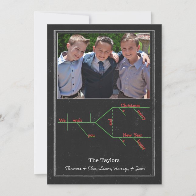 Tarjeta Festiva Diagrama gramaticalmente de Merry Christmas Carol (Anverso)