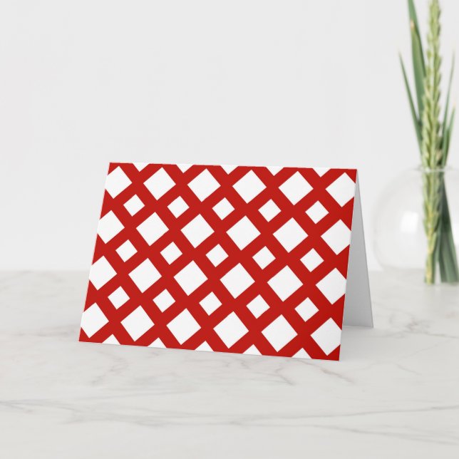 Tarjeta Festiva Diamantes blancos sobre rojo (Anverso)
