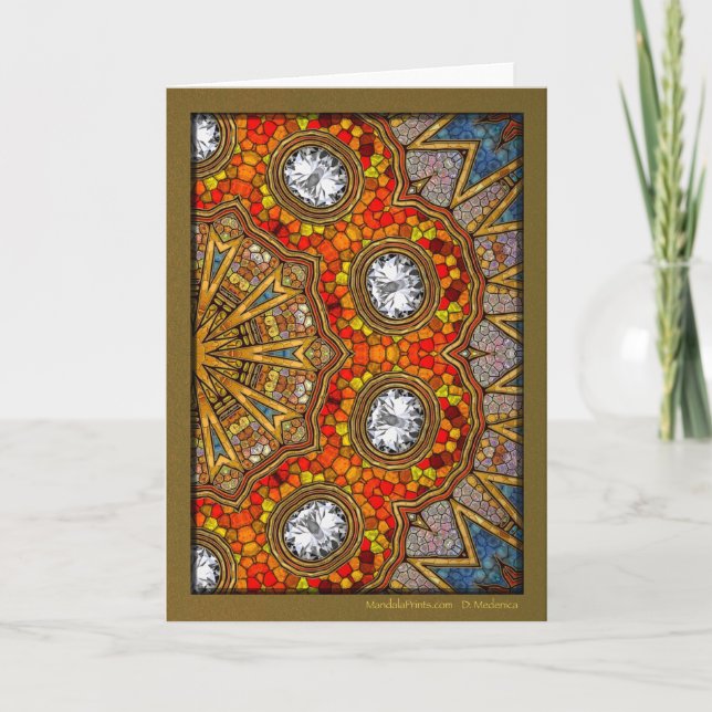 Tarjeta Festiva Diamantes digitales Mandala (Anverso)