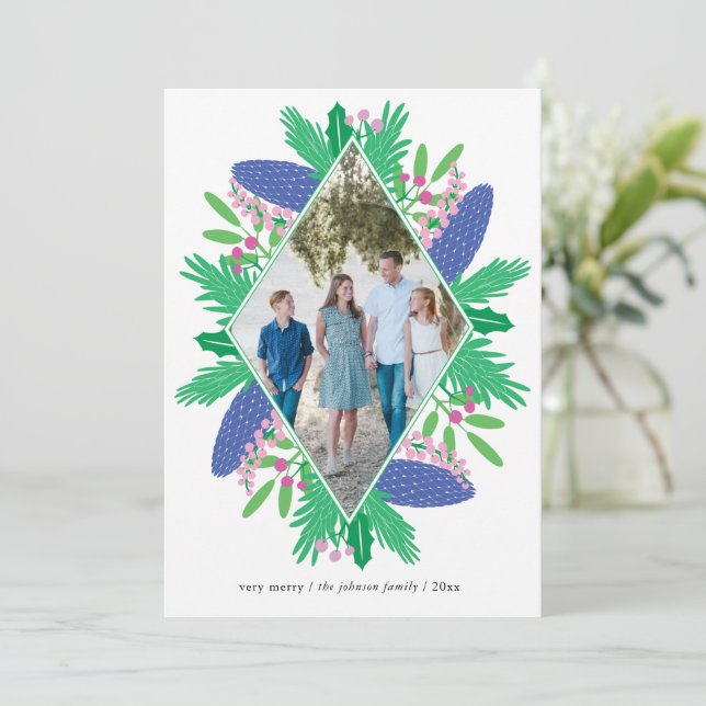 Tarjeta Festiva Diamond Holiday Woodland Navidades Multi Photo (Anverso de pie)