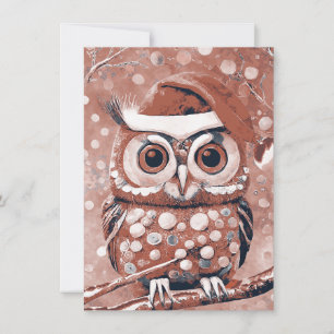Tarjeta Festiva Días de invierno de búho cúter en blanco