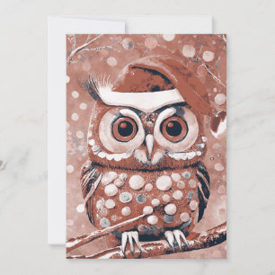 Tarjeta Festiva Días de invierno de búho lindo en blanco 