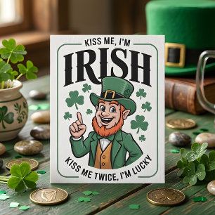 Tarjeta Festiva Días de San Patricio Bésame Soy Irlandés