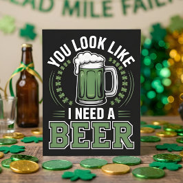 Tarjeta Festiva Días de San Patricio Cerveza Humor de Pub