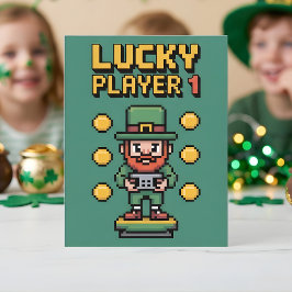 Tarjeta Festiva Días de San Patricio Jugador Afortunado de Juegos
