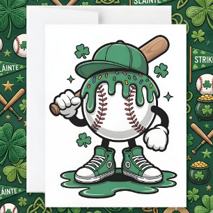 Tarjeta Festiva Días de San Patricio Mascota de béisbol linda
