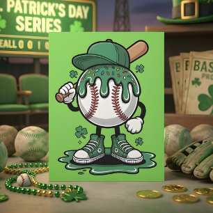 Tarjeta Festiva Días divertidos de San Patricio Humor de béisbol