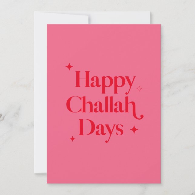 Tarjeta Festiva Días Felices de Challah Rojo Brillante Divertido H (Anverso)