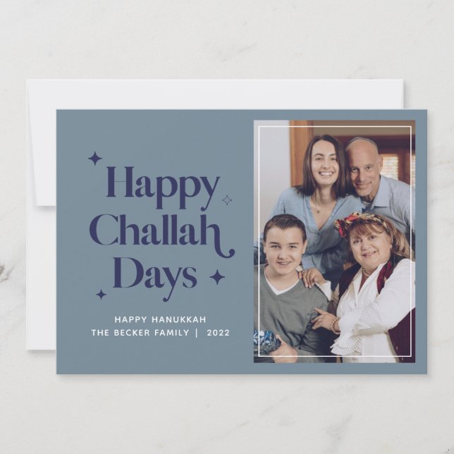 Tarjeta Festiva Días Felices de Jalá Hanukkah Foto Familiar  Festi (Anverso)