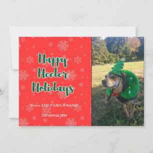 Tarjeta Festiva Días festivos Feliz Heeler Rojo y Verde