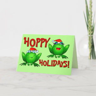 Tarjeta Festiva Días Festivos Saltarines Ranas Verdes Dibujos Anim