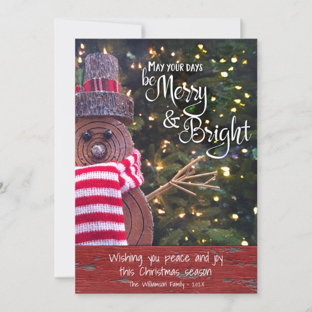 Tarjeta Festiva Días ser un guión brillante lindo hombre de nieve  (Anverso)