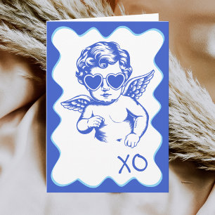 Tarjeta Festiva Dibujado a Mano Divertido Romántico Cupido XO Día