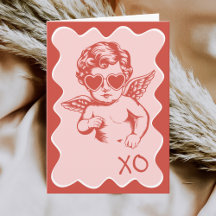 Dibujado a mano divertido romántico Cupido XO Día 