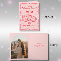 Dibujado a Mano Fresa Rosa Mejor Mamá Día de la Ma
