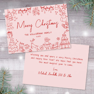Tarjeta Festiva Dibujado a Mano Navidades Alegre Extravagante