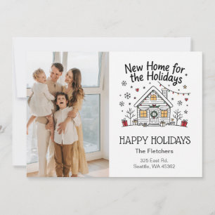 Tarjeta Festiva Dibujo adorable nueva casa para las fiestas Foto m