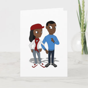 Tarjeta Festiva Dibujo animado afroamericano de encargo de los