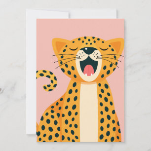 Tarjeta Festiva Dibujo animado caprichoso de un guepardo bostezand