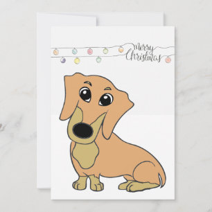 Tarjeta Festiva dibujo animado de dachshund cervato y bronceado