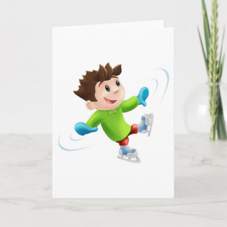 Tarjeta Festiva Dibujo animado del patinaje de hielo