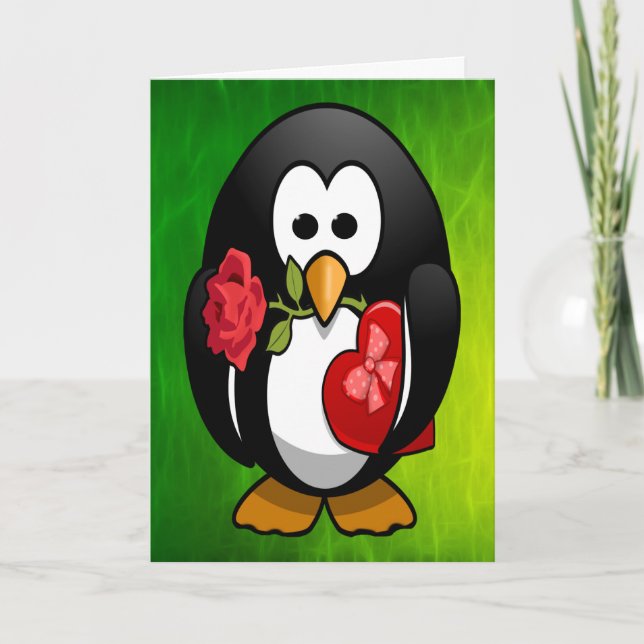 Tarjeta Festiva Dibujo animado divertido del pingüino lindo del el (Anverso)