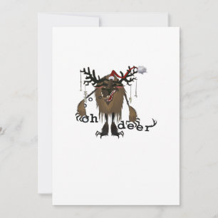 Tarjeta Festiva Dibujo Animado Oh Ciervo Reno Divertido Regalo Par