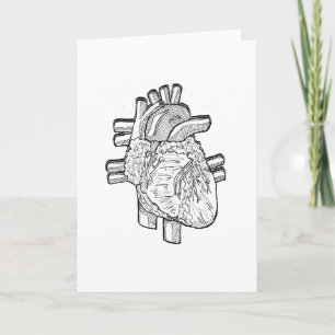 Tarjeta Festiva Dibujo blanco y negro del corazón