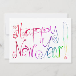 Tarjeta Festiva Dibujo de Feliz Año Nuevo saludo lettering a mano