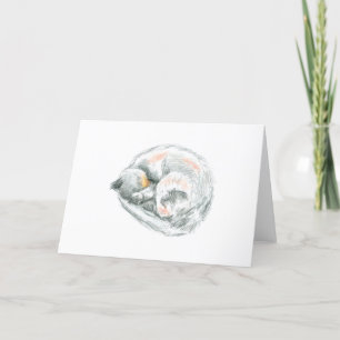 Tarjeta Festiva Dibujo de gato durmiente