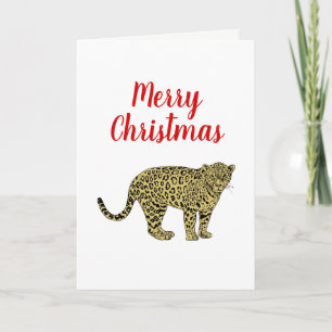 Tarjeta Festiva Dibujo de gato manchado de leopardo guepardo vinta