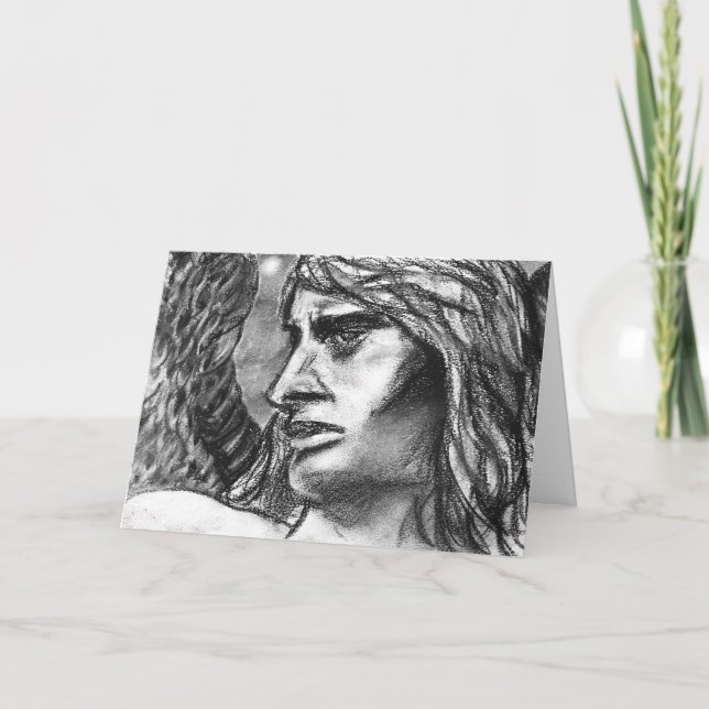 Tarjeta Festiva Dibujo de Navidades Angel Gabriel (Anverso)