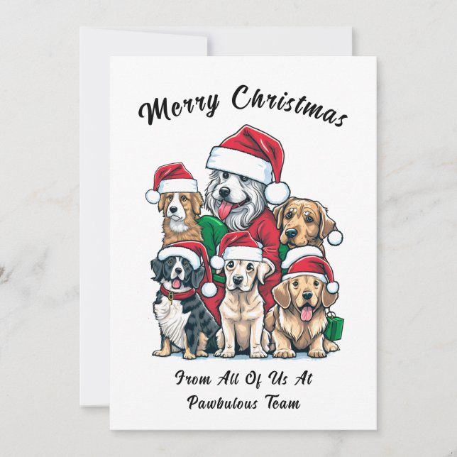 Tarjeta Festiva Dibujo de Navidades de perros callejeros (Anverso)
