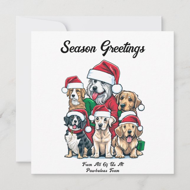 Tarjeta Festiva Dibujo de Navidades de perros callejeros (Anverso)
