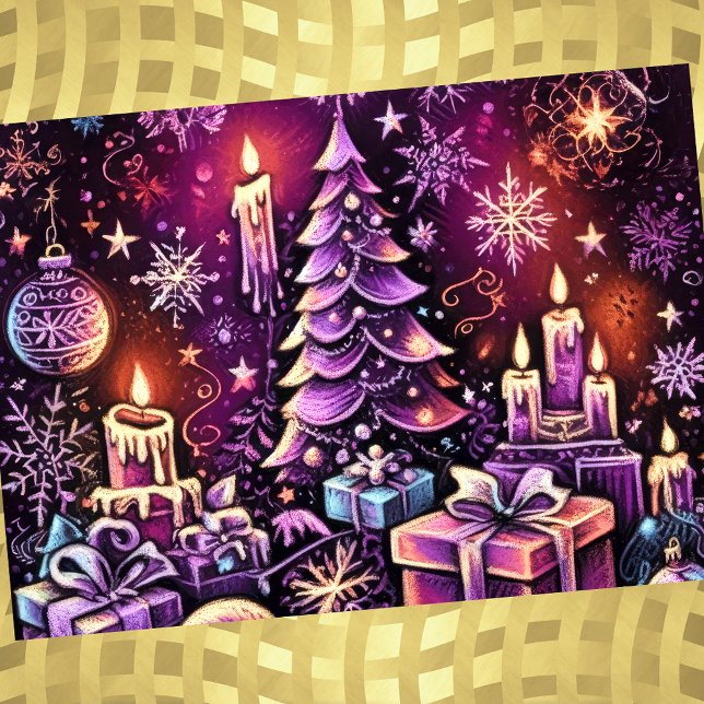 Tarjeta Festiva Dibujo de Navidades púrpuras tema pasto duro (Subido por el creador)