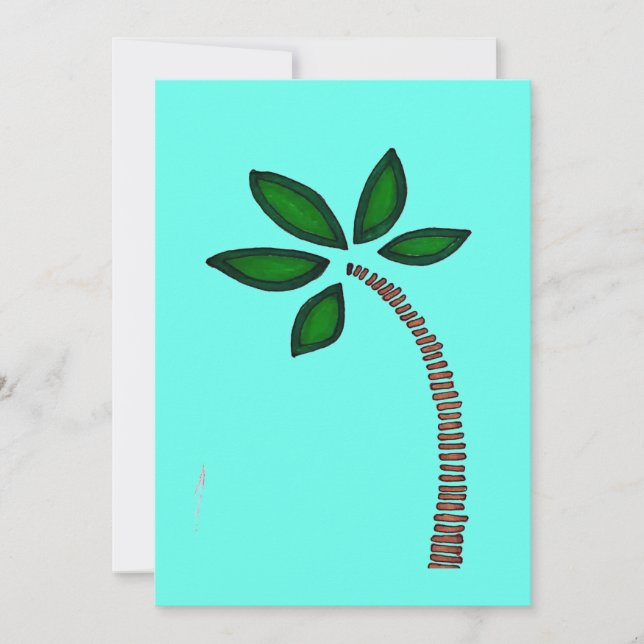 Tarjeta Festiva Dibujo de palmeras marrones y verdes (Anverso)