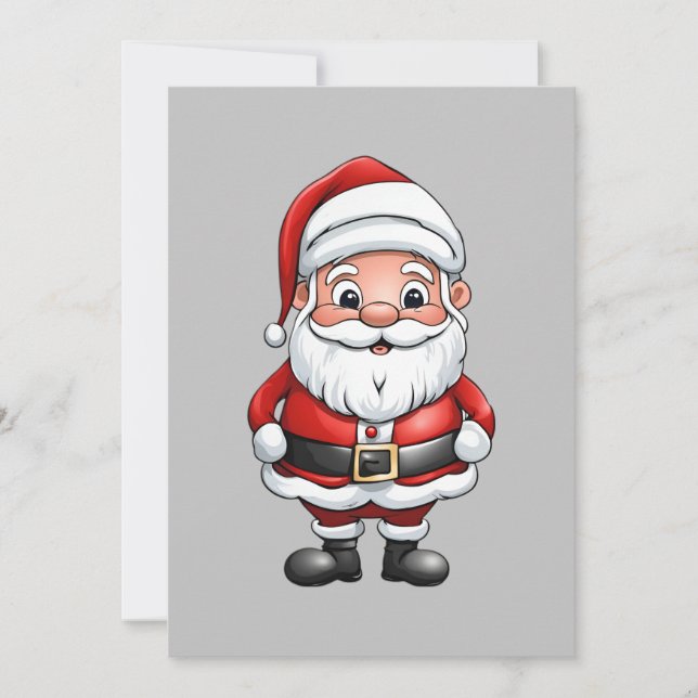 Tarjeta Festiva Dibujo de Papá Noel animado (Anverso)