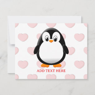 Tarjeta Festiva Dibujo de Pingüino Lindo Personalizado para San Va