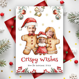 Tarjeta Festiva Dibujo divertido de una familia de pan de jengibre