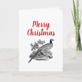 Tarjeta Festiva Dibujo en blanco y negro de faisán vintage para Na