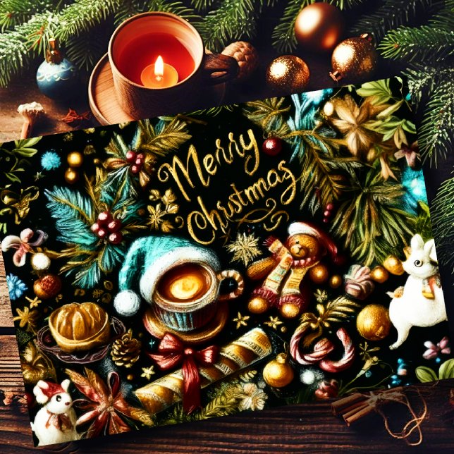 Tarjeta Festiva Dibujo pastel de Navidades caprichoso (Subido por el creador)