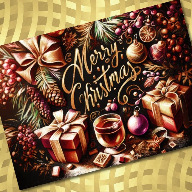 Tarjeta Festiva Dibujo pastel de Navidades caprichoso (Subido por el creador)