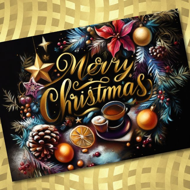Tarjeta Festiva Dibujo pastel de Navidades caprichoso (Subido por el creador)