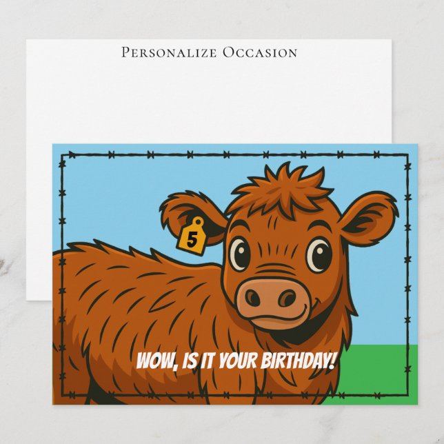 Tarjeta Festiva Dibujos animados divertidos de cumpleaños rancho p (Anverso / Reverso)