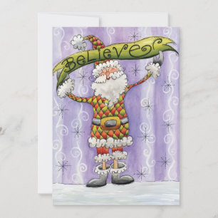 Tarjeta Festiva Dibujos animados lindos de Navidad, creo en Santa
