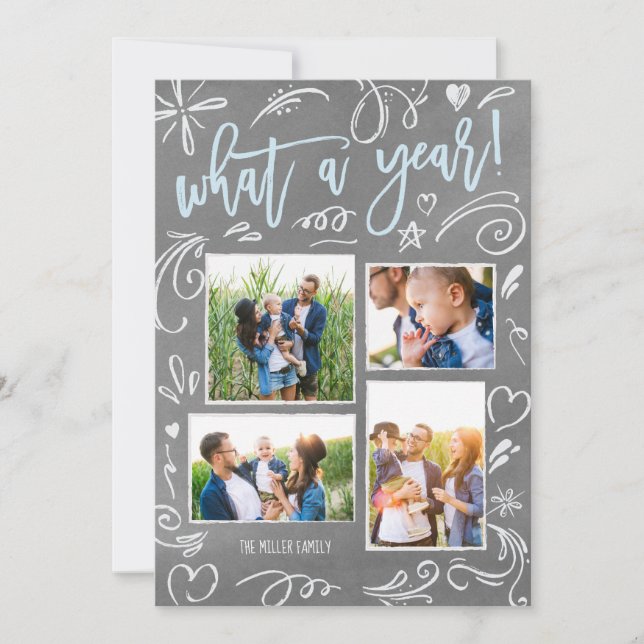 Tarjeta Festiva Dibujos de qué año Collage 4 Foto (Anverso)