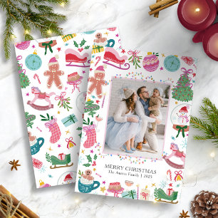 Tarjeta Festiva Dibujos Navideños Lindos y Caprichosos