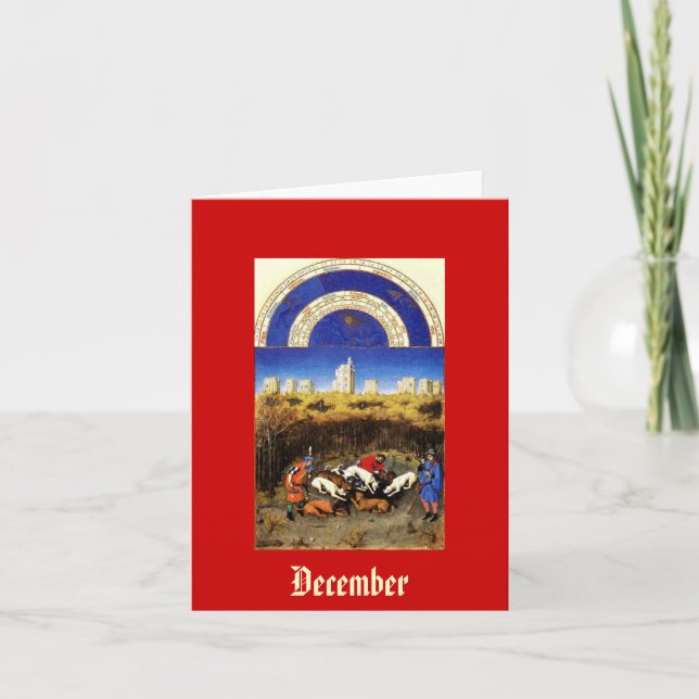 Tarjeta Festiva Diciembre - Tres Riches Heures du Duc de Berry (Anverso)