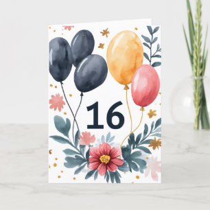 Tarjeta Festiva Dieciséis globos de flores