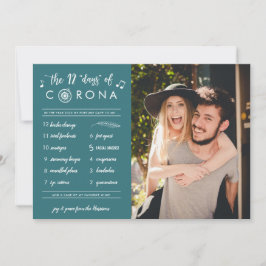 Tarjeta Festiva Diez divertidos días modernos de la foto Verde azu